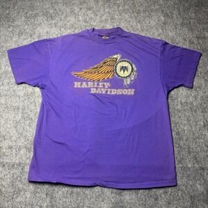 Vintage 90s Harley Davidson Maui Hawaii Single Stitch Purple Tee XXL Made USA